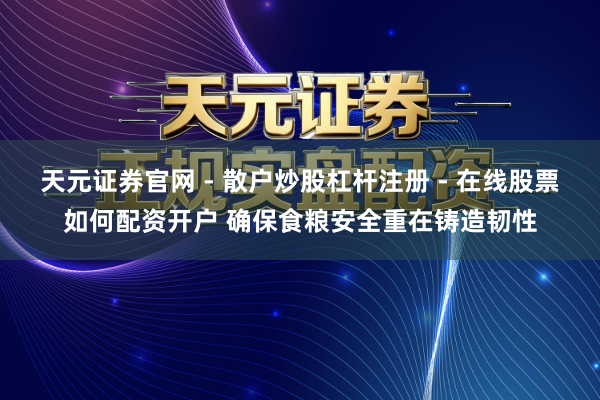 天元证券官网 - 散户炒股杠杆注册 - 在线股票如何配资开户 确保食粮安全重在铸造韧性