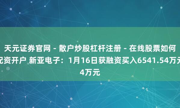 天元证券官网 - 散户炒股杠杆注册 - 在线股票如何配资开户 新亚电子：1月16日获融资买入6541.54万元