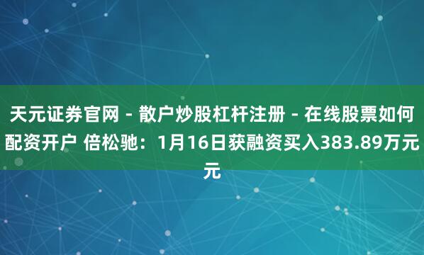 天元证券官网 - 散户炒股杠杆注册 - 在线股票如何配资开户 倍松驰：1月16日获融资买入383.89万元